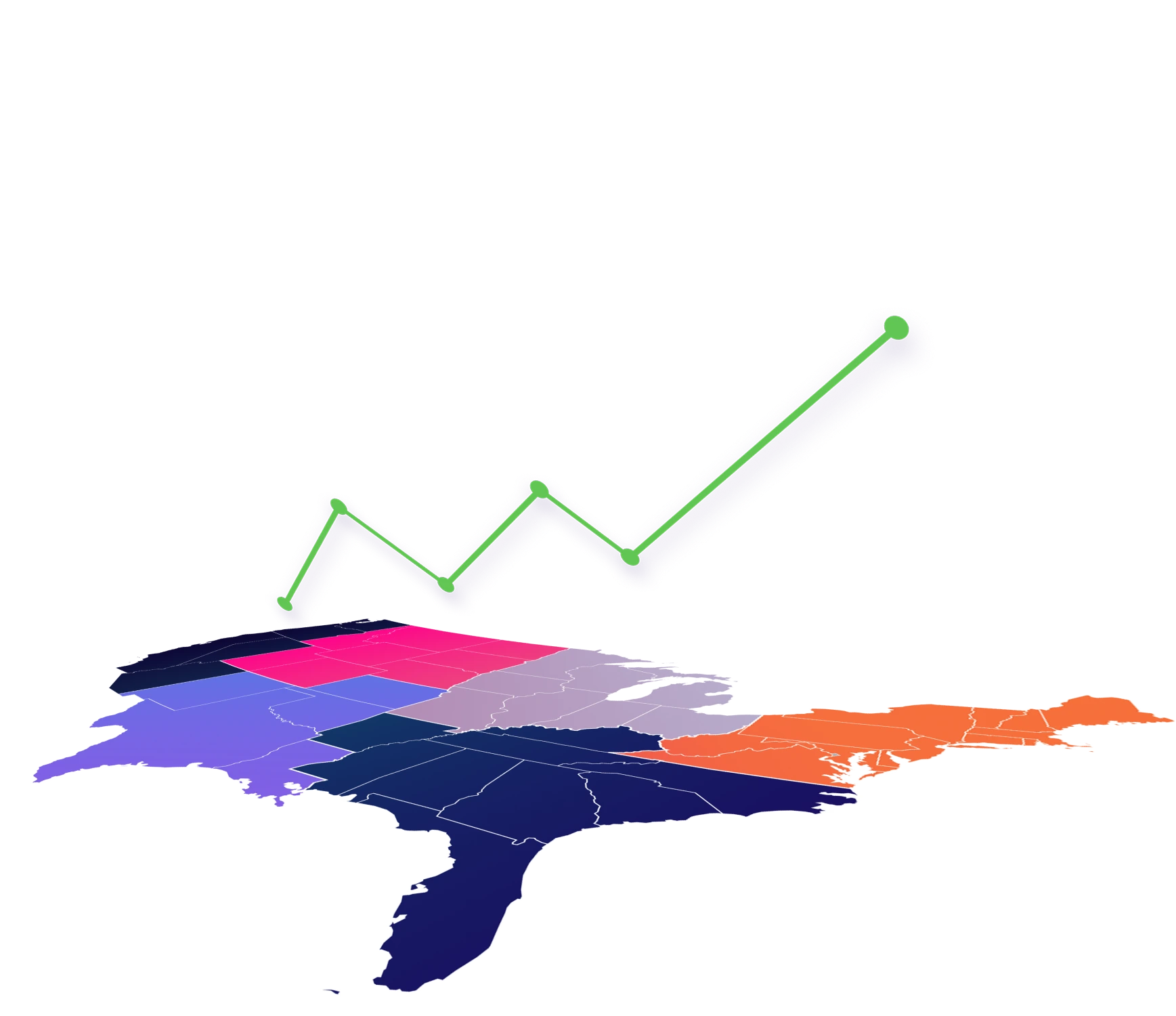 Forecast accuracy visualization showing improved performance across all territories as accurate territory data aligns with quotas, demonstrating correlation between territory-aligned planning and forecast precision